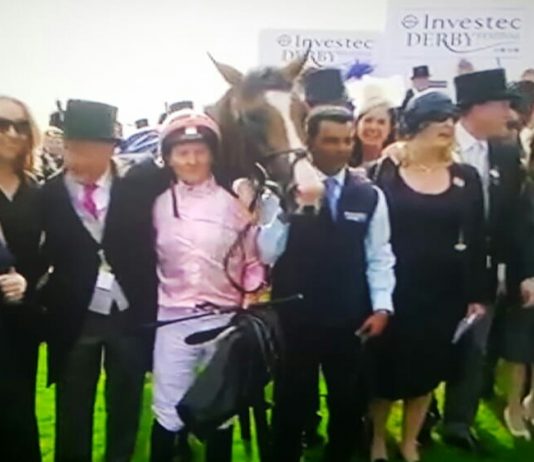 Team O'Brien: Anthony Van Dyke wins the Investec 2019 Derby.