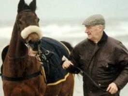 Aintree Grand National cancelled due to coronavirus Aintree Grand National legends: Red Rum and Ginger McCain on Southport beach.