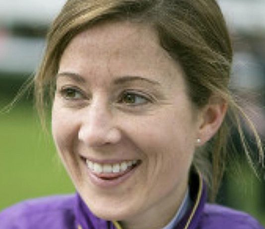 Caption: Hayley Turner rides Charlie Fellowes trained Chief Of Chiefs (2.45) Newmarket.