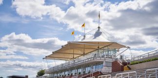 The empty stands as Goodwood races behind closed doors
