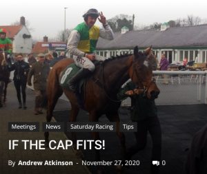 Cloth Cap: fromthehorsesmouth.info headline-tip won the Ladbrokes Trophy Chase at Newbury.