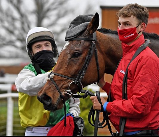 CAP THAT! The 2020 Ladbrokes Trophy winner.... Cloth Cap- Photo: Newbury Racecourse