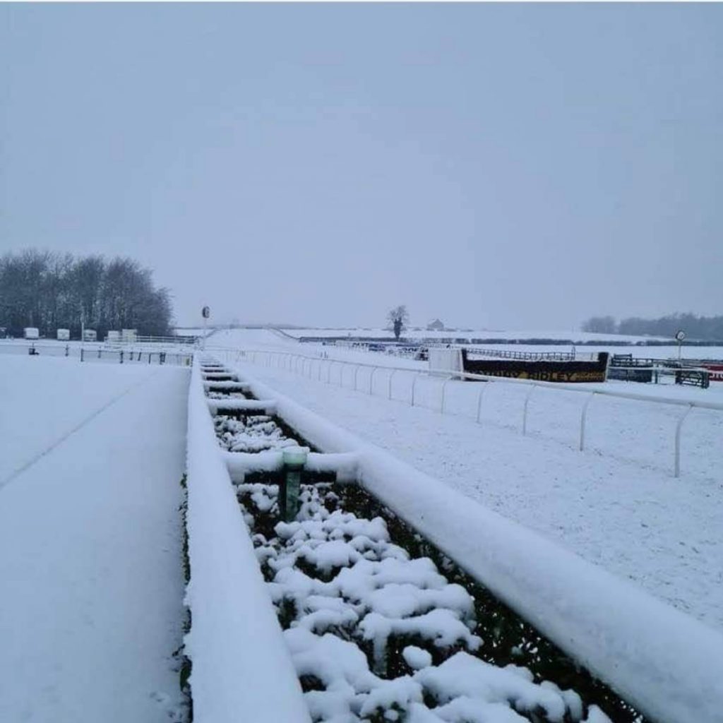 Racing at Sedgefield on January 15 is cancelled, due to the course covered in snow.
