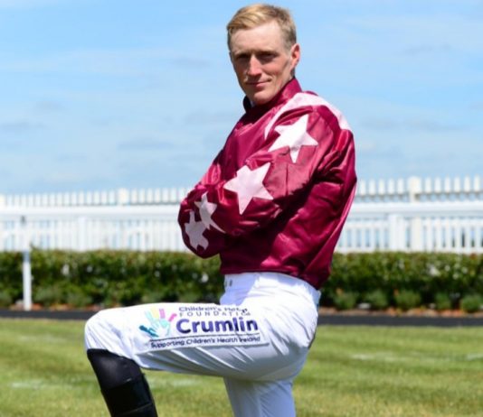 Billy Lee rides Sounds Of Spring (3.05) and Trump Card (5.25) at Navan. Photo: Twitter.