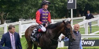 Dettori sporting the Queen's colours on Reach For The Moon!