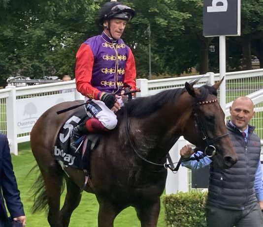 Dettori sporting the Queen's colours on Reach For The Moon!