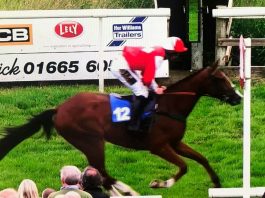 Lord Rococco’s Hexham win under jockey Tommy Dowson Lord Rococco wins at Hexham.