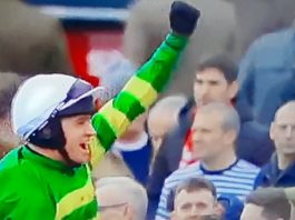 Barry Geraghty celebrates after riding Epatante to victory in the Unibet Cheltenham Champion Hurdle.