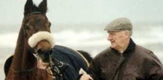 Aintree Grand National legends: Red Rum and Ginger McCain on Southport beach.