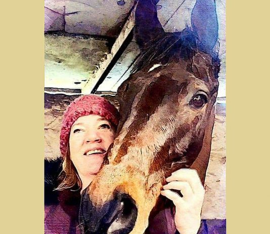 Bryony sponsors race at Taunton after COVID-19 thwarts 50th birthday at Cheltenham Festival Byrony helping trainer Linda Russell as a stable lass.