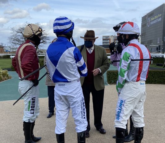 Global Giant lands Magnolia Stakes Getting ready for their rides at Newbury