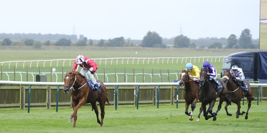 Saffron Beach won Group 1 Kingdom of Bahrain Sun Chariot Stakes at Newmarket. Image Twitter - Newmarket racecourse