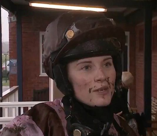 Bridget Andrews rides Too Friendly (2.40) Doncaster.