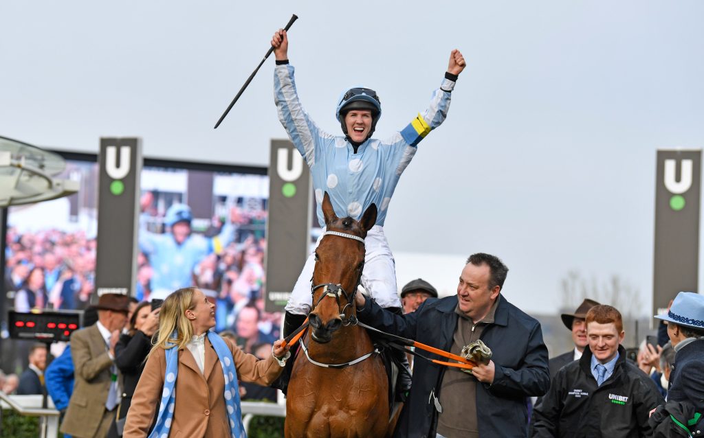 Honeysuckle extended her unbeaten record to 15, when winning the Champion Hurdle for the second time, ridden Rachael Blackmore.